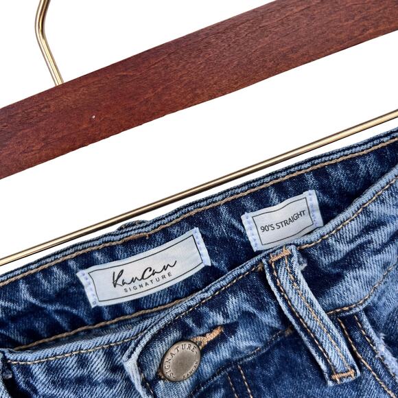 KanCan Signature 90s Straight High Rise Distressed Blue Jeans 28 Vintage Y2K - Picture 3 of 10